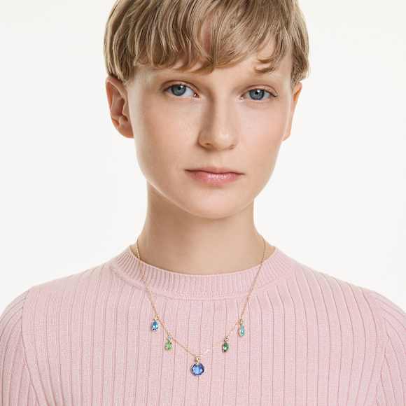 Gema necklace, Mixed cuts, Drop, Multicolored, Gold-tone plated - Swarovski, 5752576