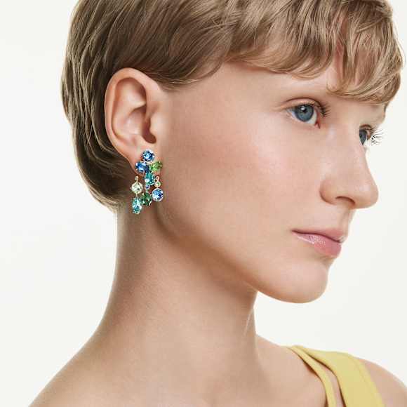 Gema earrings, Mixed cuts, Multicolored, Gold-tone plated - Swarovski, 5752580