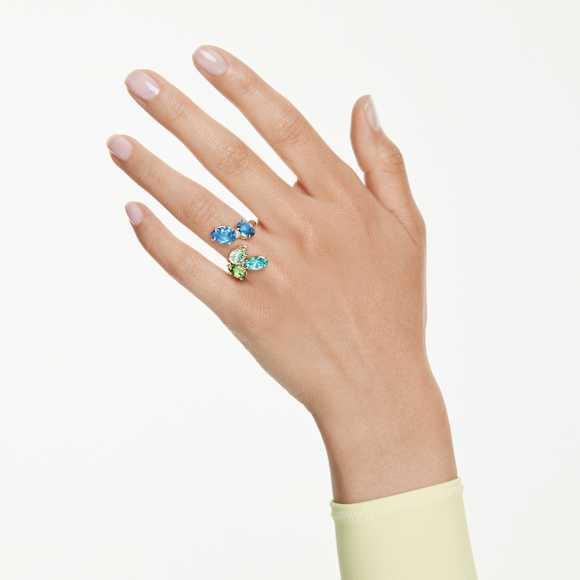 Gema open ring, Mixed cuts, Multicolored, Gold-tone plated - Swarovski, 5752583