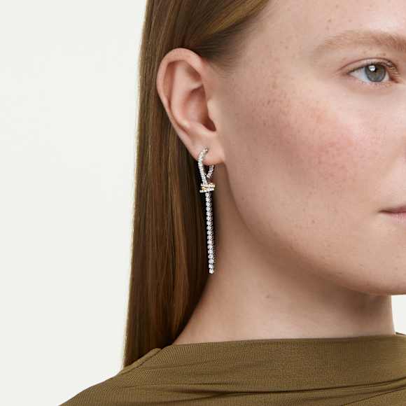 Hyperbola Drop-Ohrhänger, Rundschliff, Knoten, Weiß, Metallmix - Swarovski, 5752866