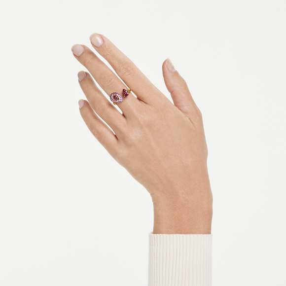 Sublima cocktail ring, Pear cut, Red, 18K gold finish - Swarovski, 5752899