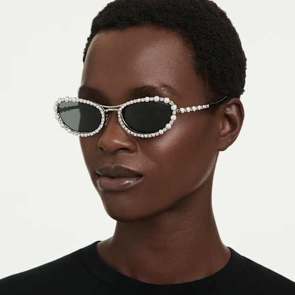 Okulary przeciwsłoneczne, Kształt owalny, Nakładka 2 w 1, SK7044, W odcieniu srebra - Swarovski, 5752912