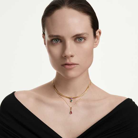 Vrstvený náhrdelník Imber, Různé výbrusy, Vícebarevný, Povrchová úprava z 18k zlata - Swarovski, 5753273