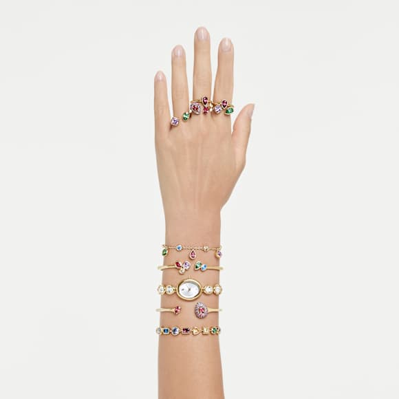 Imber koktélgyűrű, Szett (2), Vegyes metszéses, Többszínű, 18 kt-os aranybevonat - Swarovski, 5753279