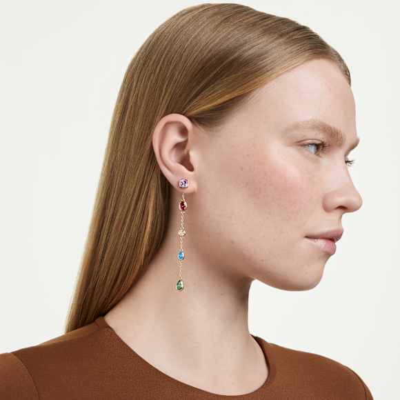 Imber ドロップピアス, ミックスカット, マルチカラー, 18Kゴールド