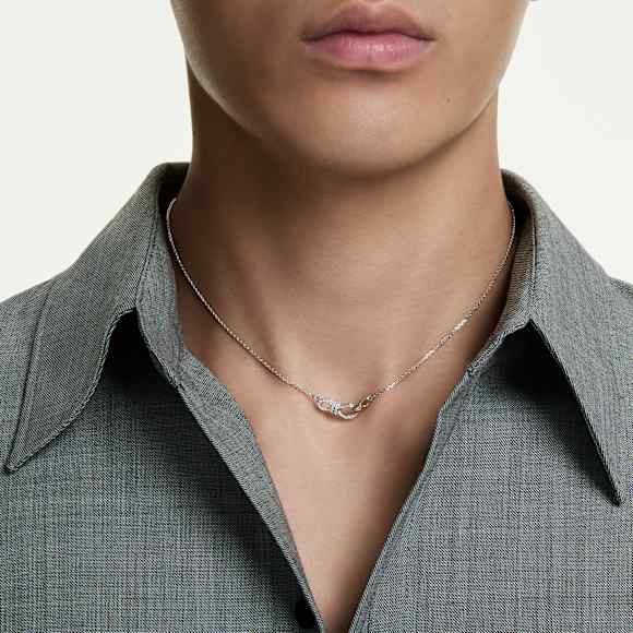 Hyperbola 项链, 圆形切割, 蝴蝶结, 白色, 混合金属润饰 - Swarovski, 5753332