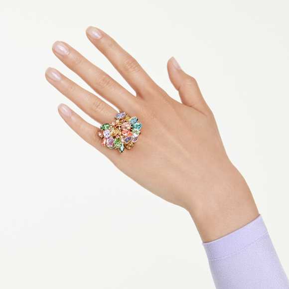 Gema cocktail ring, Mixed cuts, Multicoloured, Gold-tone plated - Swarovski, 5753503