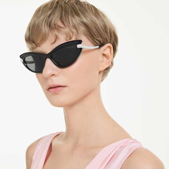 Gafas de sol, Forma de ojo de gato, SK6038, Negras - Swarovski, 5753505
