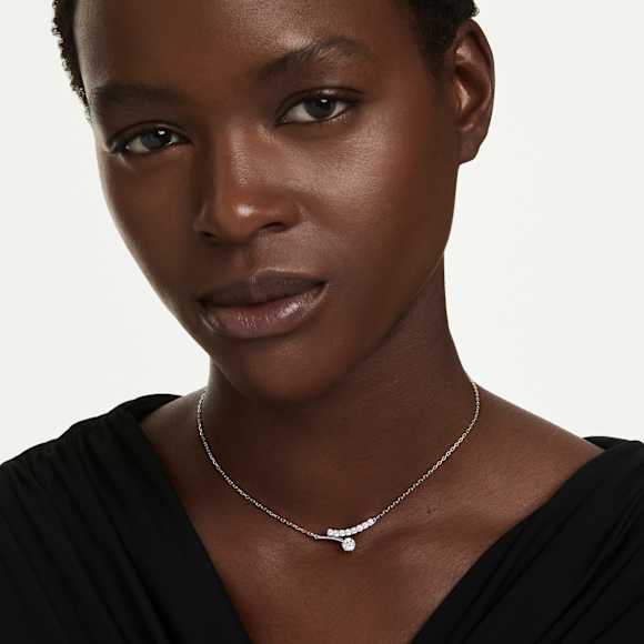 Collana Matrix, Taglio Round, Bianca, Placcato rodio - Swarovski, 5753568