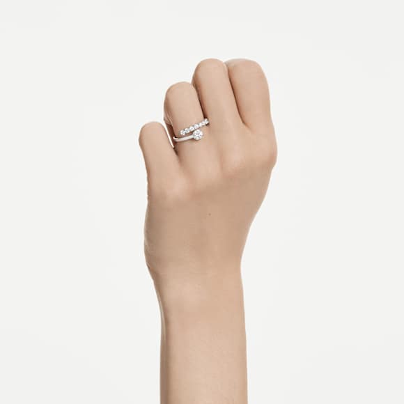 Matrix Öppen ring, Rundslipad, Vit, Rodiumpläterad - Swarovski, 5753575