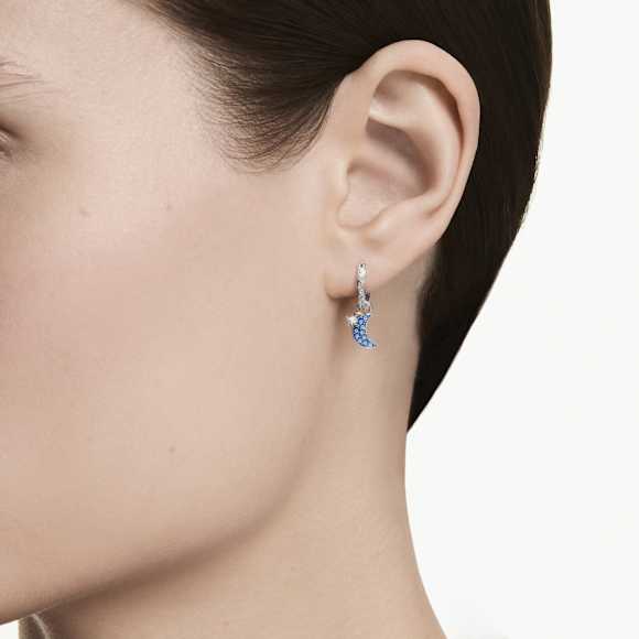 Symbolica ต่างหูทรงหยดน้ำ, เจียระไนทรงกลม, พระจันทร์, น้ำเงิน, เคลือบโรเดียม - Swarovski, 5754387