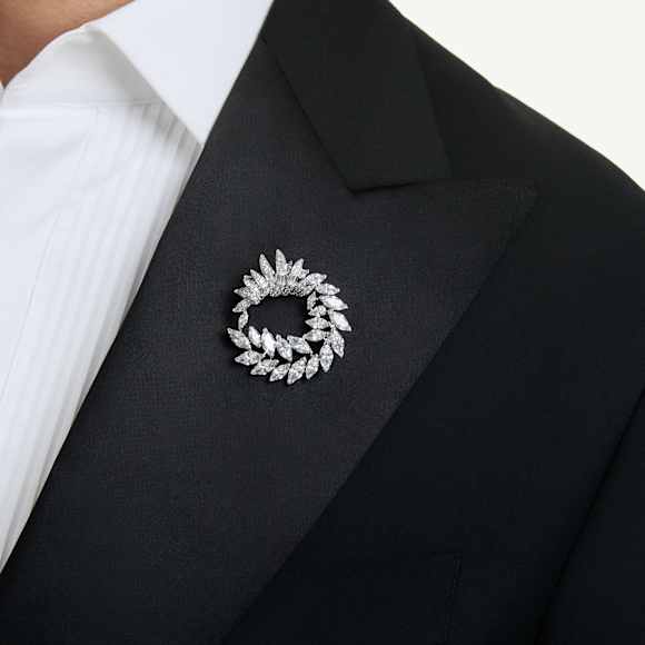 Mesmera เข็มกลัด, เจียระไนทรง Marquise, ขาว, เคลือบโรเดียม - Swarovski, 5754566