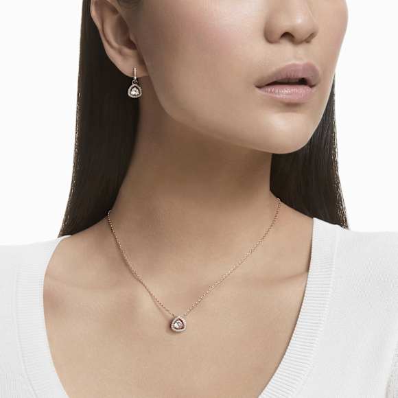 Una Angelic set, Set (2), Triangle cut, Pink, 18K rose gold finish - Swarovski, 5754606