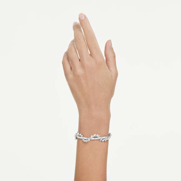 Mesmera 手鏈, 混合式切割, 白色, 鍍白金色 - Swarovski, 5754818