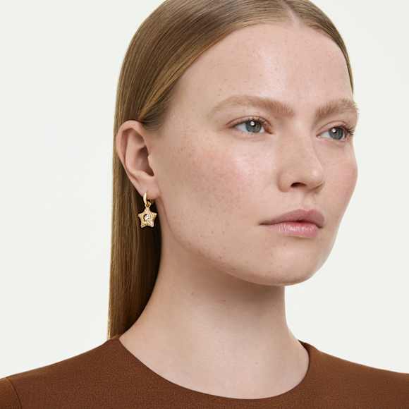 Sublima drop earrings, Round cut, Star, Multicolored, 18K gold finish - Swarovski, 5755274