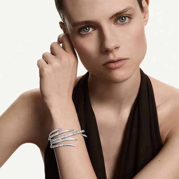Bracelete Vienna, Combinação de lapidações, Branca, Lacado a ródio - Swarovski, 5756047