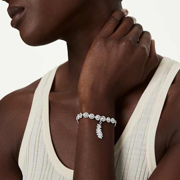 Obesek Vienna, Mešani rezi, Pero, Bel, Prevleka iz rodija - Swarovski, 5757739