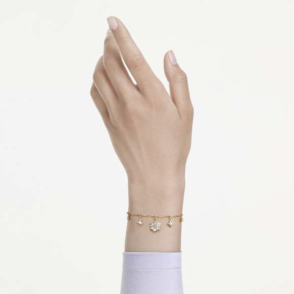 Magic 브레이슬릿, 믹스 컷, 눈꽃, 화이트, 18K 골드 피니시 - Swarovski, 5757800