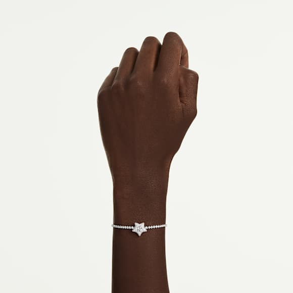 Pulseira Sublima, Lapidação redonda, Estrela, Branca, Lacado a ródio - Swarovski, 5758392