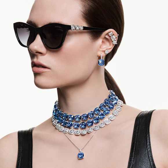 Millenia ペンダント, クッションカット, ブルー, ロジウム・プレー
