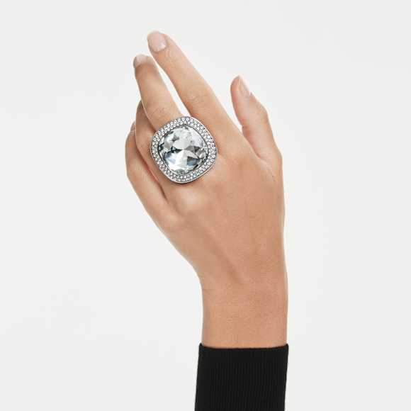 Una Angelic 个性戒指, 枕形切割, 白色, 镀钌 - Swarovski, 5760118