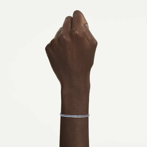 Pulsera Matrix, Talla redonda, Azul, Baño de rodio - Swarovski, 5760151