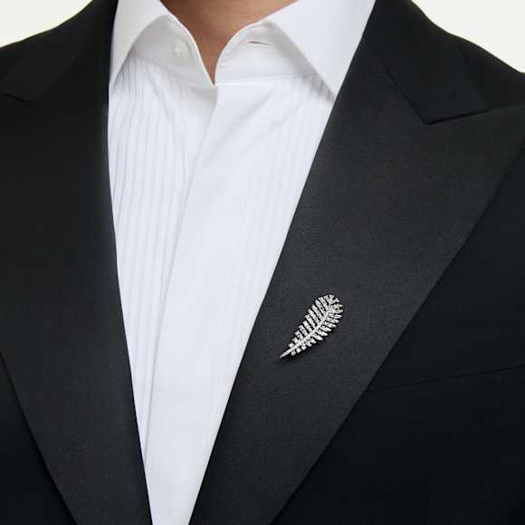 Vienna 브로치, 믹스 컷, 깃털, 화이트, 로듐 플래팅 - Swarovski, 5760564
