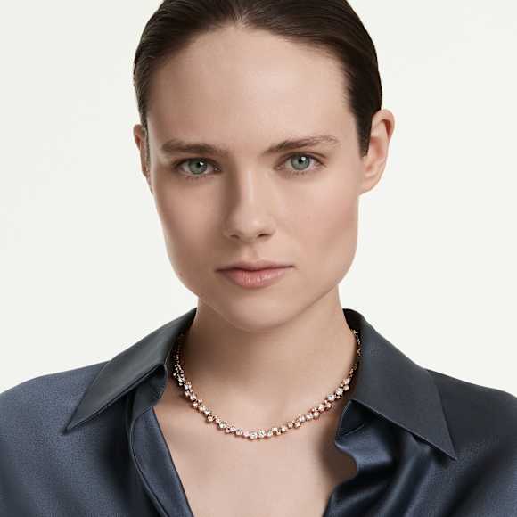 Constella necklace, Round cut, White, 18K rose gold finish - Swarovski, 5760991