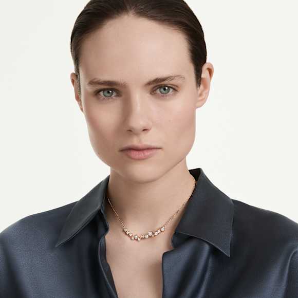 Constella necklace, Round cut, White, 18K rose gold finish - Swarovski, 5762348