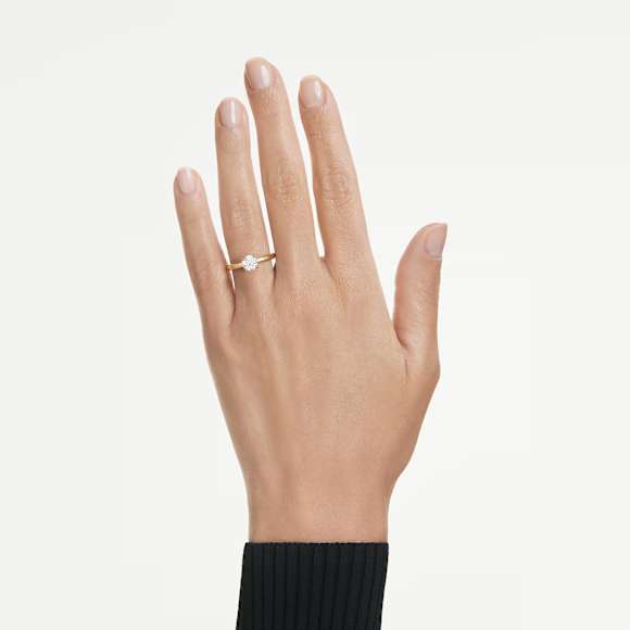 Eternity solitaire ring, Lab-grown diamonds 1.0 ct tw, Round shape, White, 14K yellow gold - Swarovski, 5762544