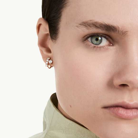 Pendientes de clip Matrix, Talla redonda, Blancos, Acabado en oro rosa de 18 quilates - Swarovski, 5763822