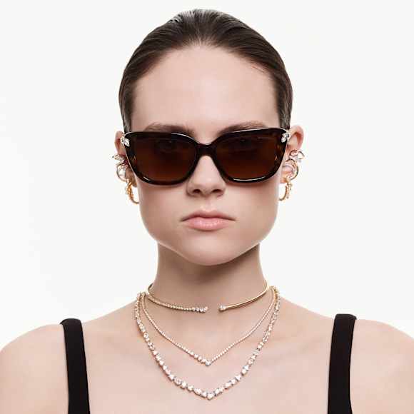 Mesmera choker nyaklánc, Vegyes metszés, Fehér, 18 kt-os aranybevonat - Swarovski, 5765175