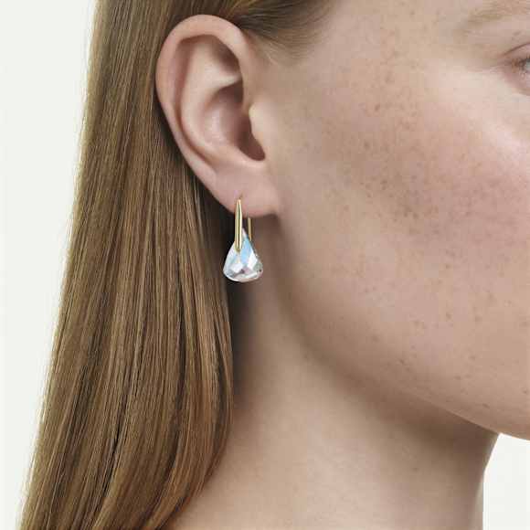 Pendants d'oreilles Lunar, Taille ovale, Blanches, Doré à l’or 18 carats (750/1000) - Swarovski, 5766798