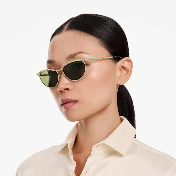 Gafas de sol, Forma de ojo de gato, SK7046, Verdes - Swarovski, 5767703