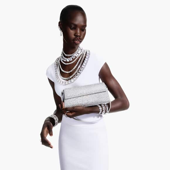 Sublima Väska, Kristaller, Läder, Silverfärgad - Swarovski, 5769031