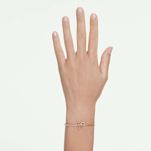 Hyperbola 手镯, 混合切割, 蝴蝶结, 白色, 玫瑰金色饰面 - Swarovski, 5772505