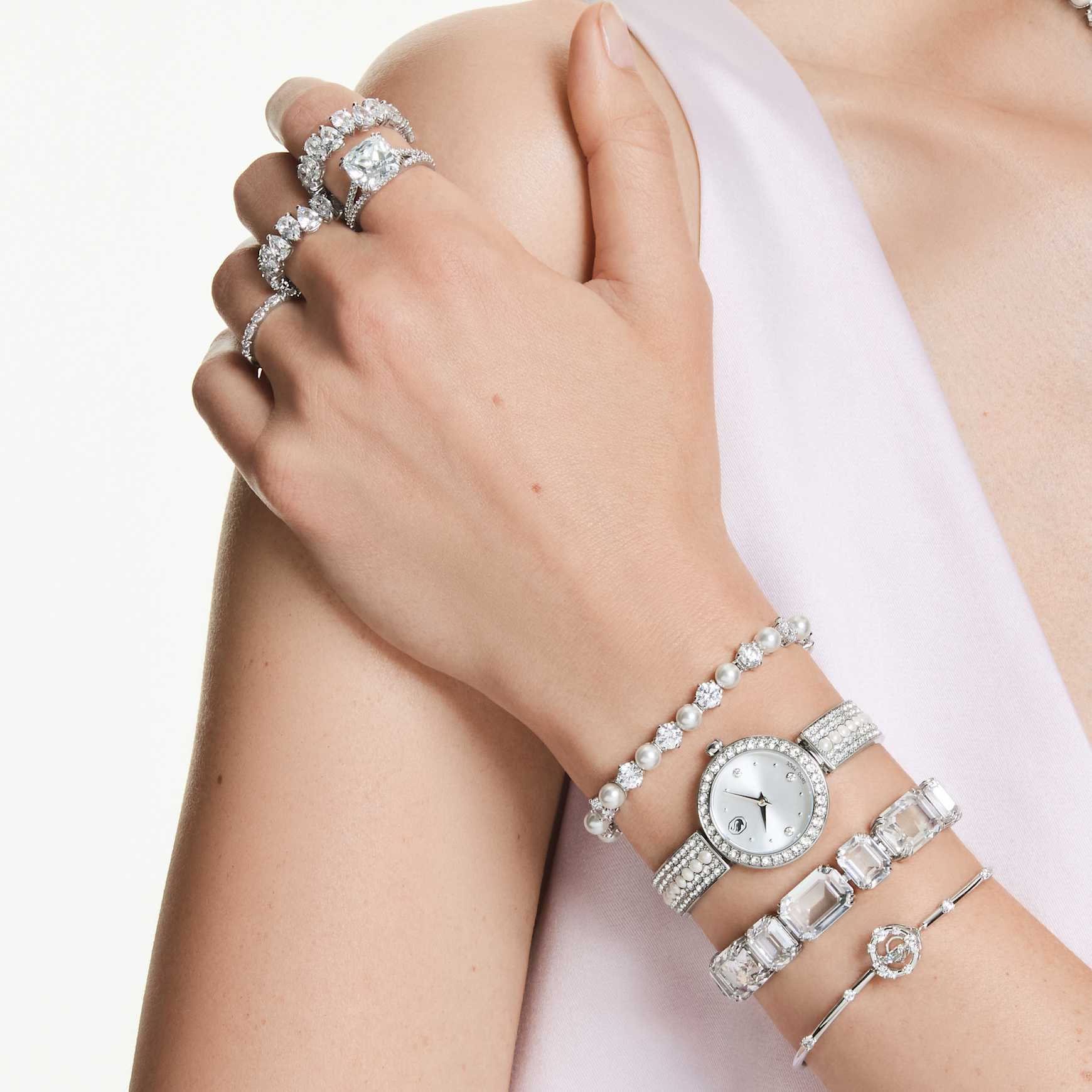 Matrix Vittore ring, Marquise cut, White, Rhodium plated by SWAROVSKI