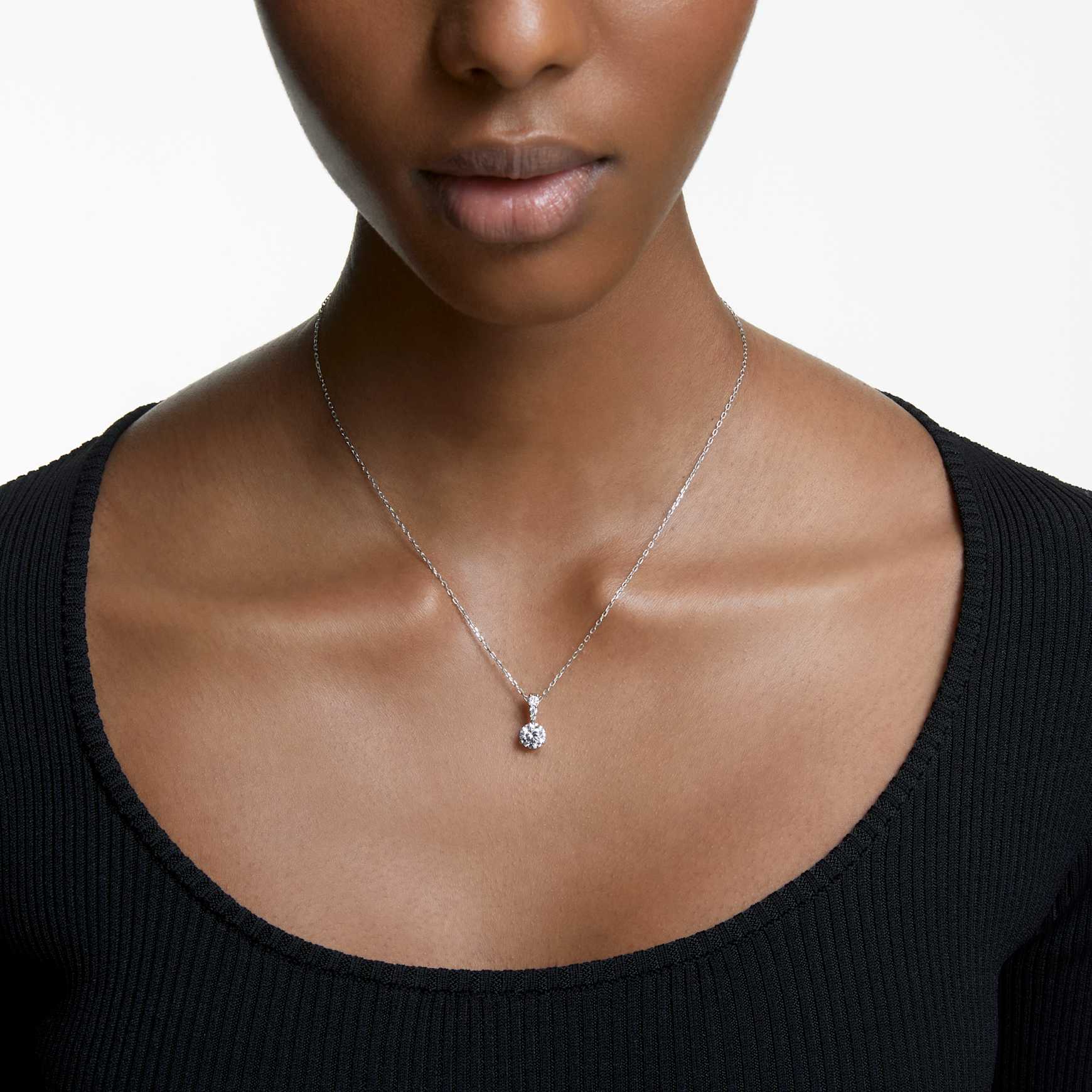 Stilla pendant, Round cut, White