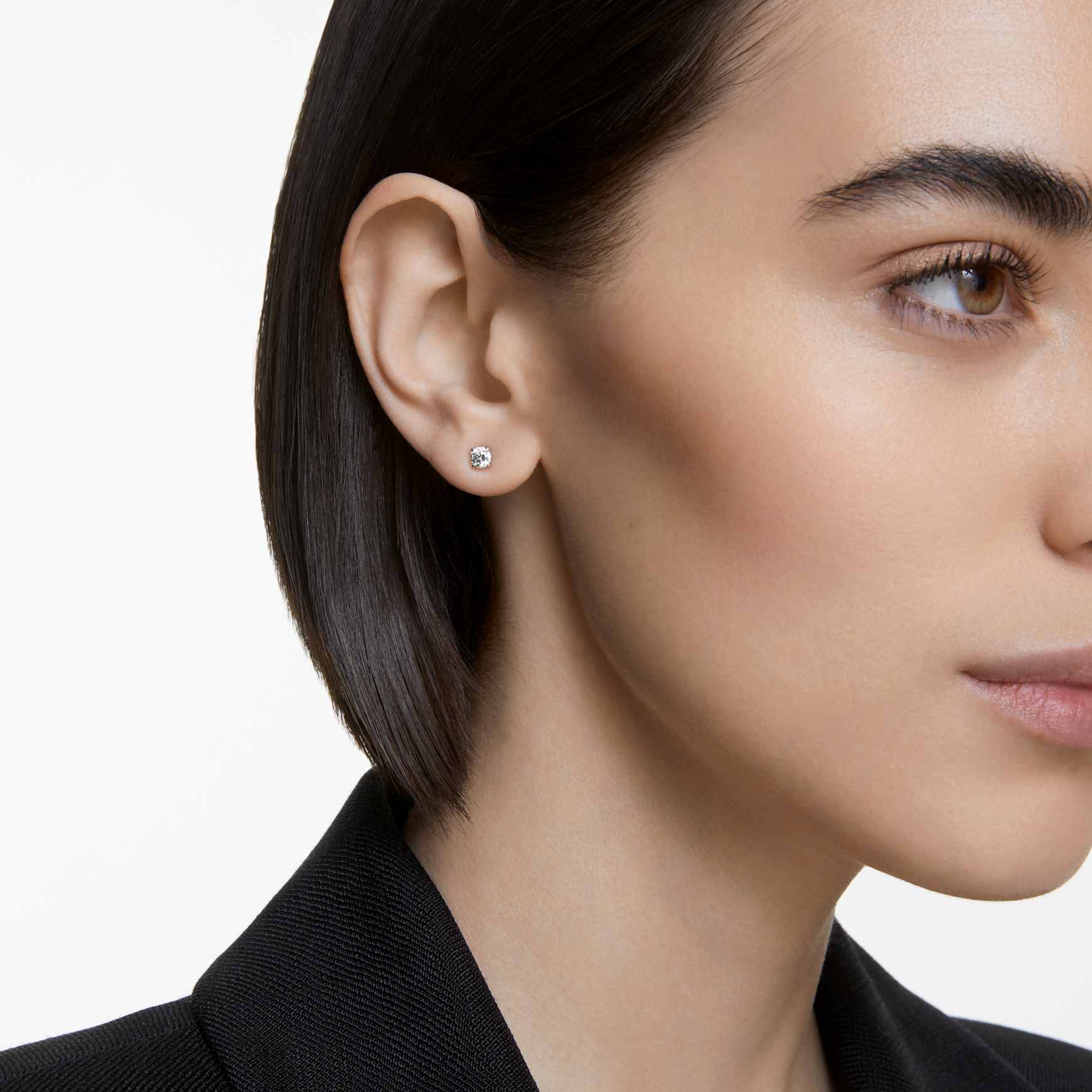 Stilla Attract stud earrings, Round cut, White