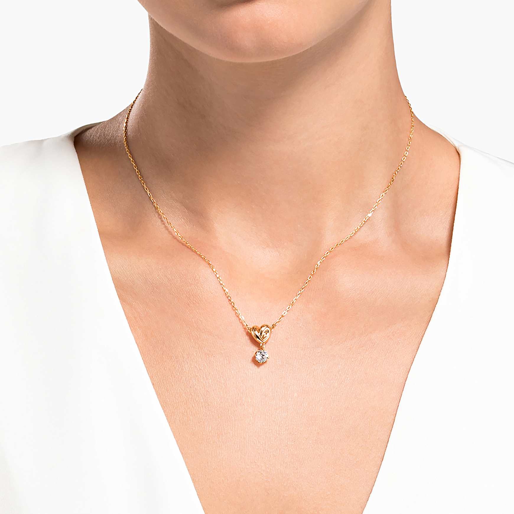 Lifelong Heart pendant, White, 18K rose gold finish