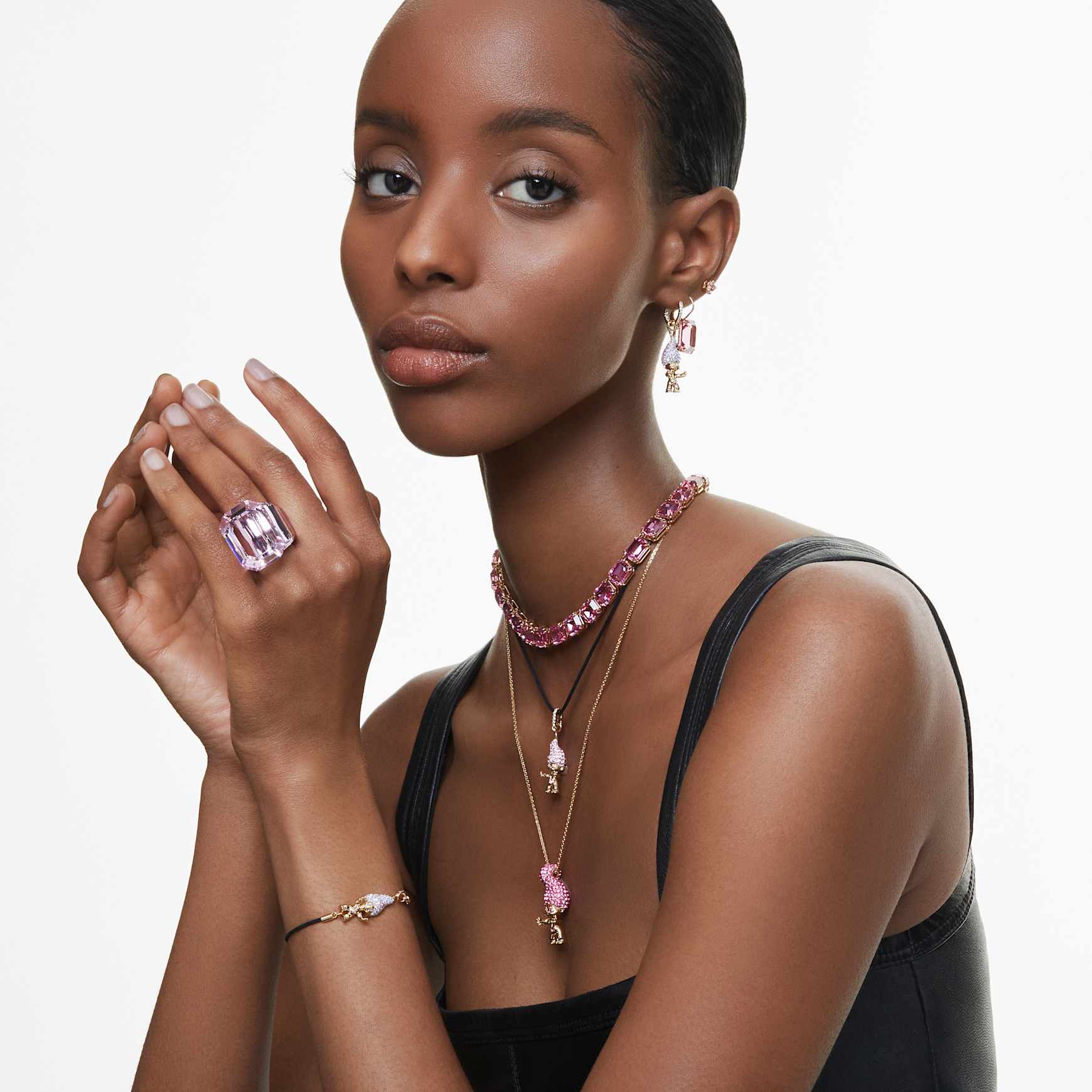 Lucent cocktail ring, Octagon cut, Pink by SWAROVSKI