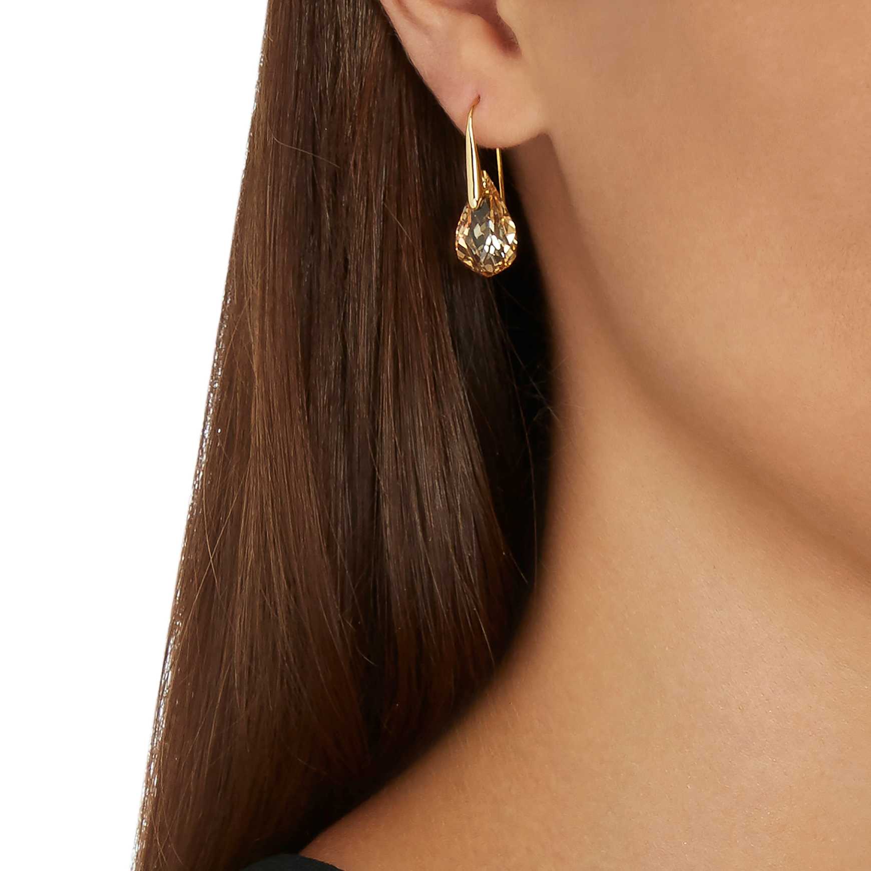 Energic drop earrings, Brown, Gold-tone plated by SWAROVSKI