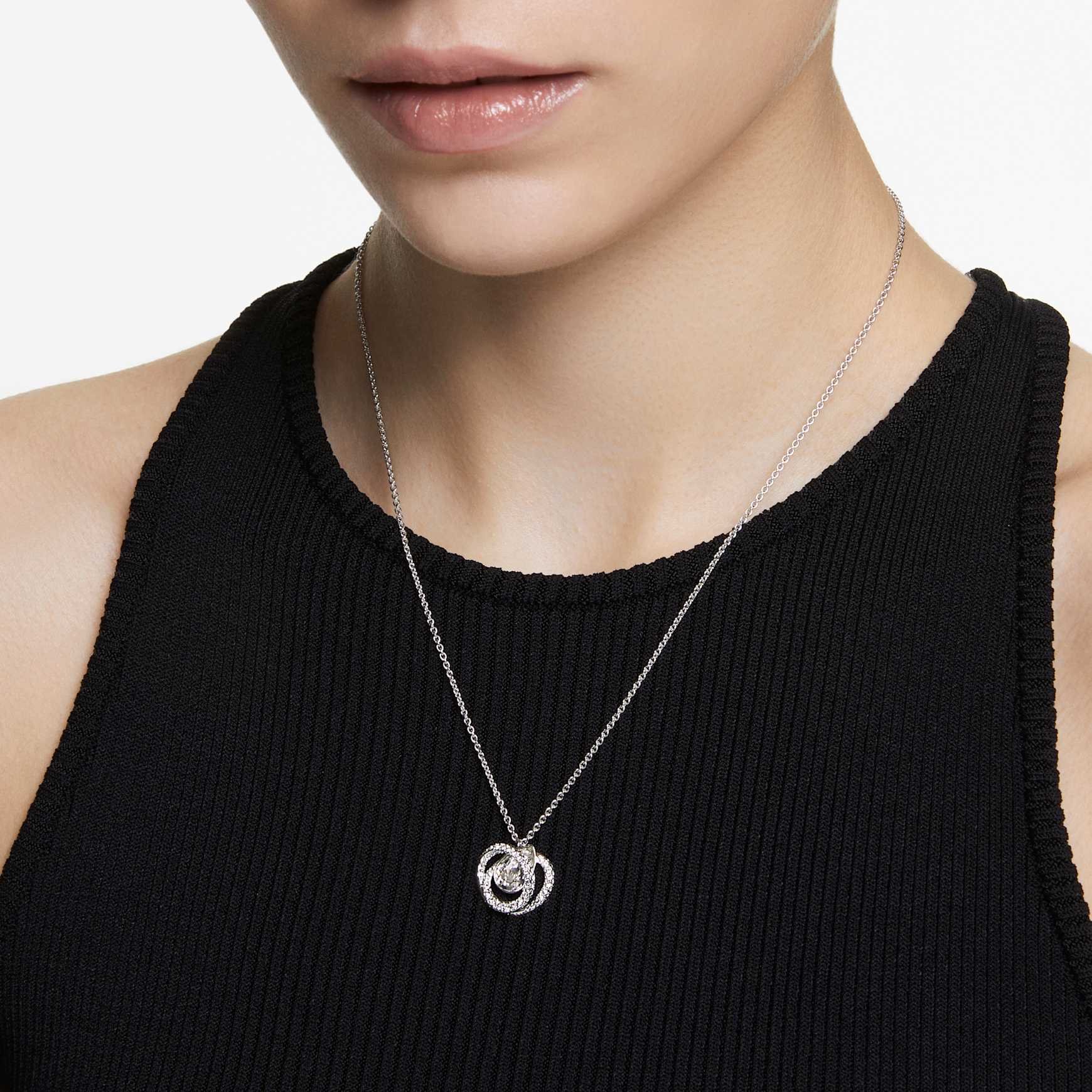 Generation pendant, White, Rhodium plated by SWAROVSKI