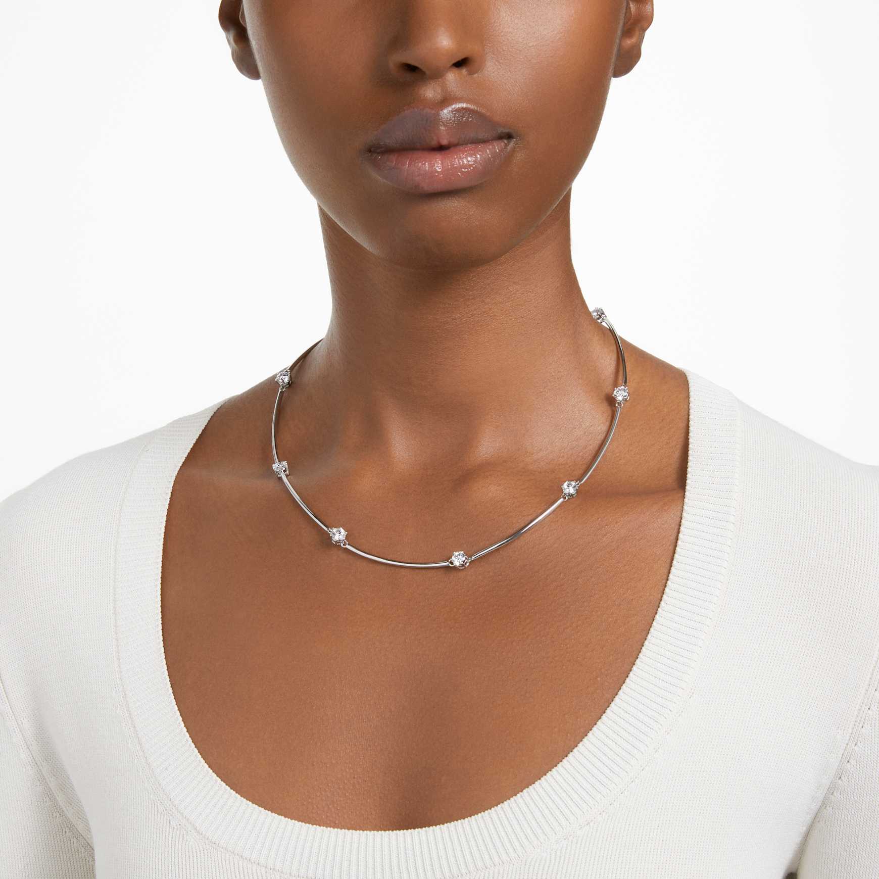 Constella necklace, Round cut, White
