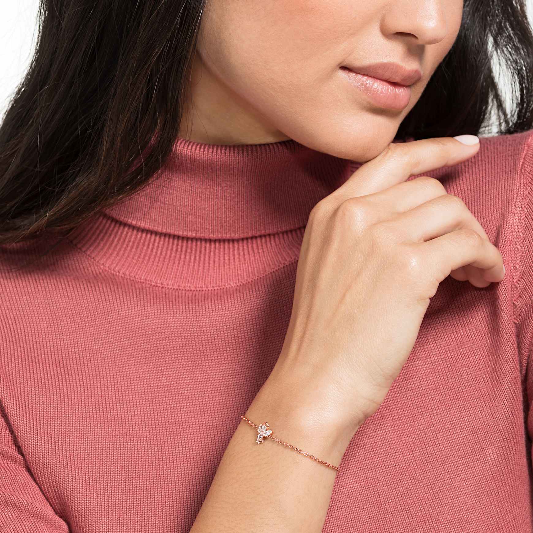 Magic bracelet, Angel, White, Rose gold-tone plated by SWAROVSKI