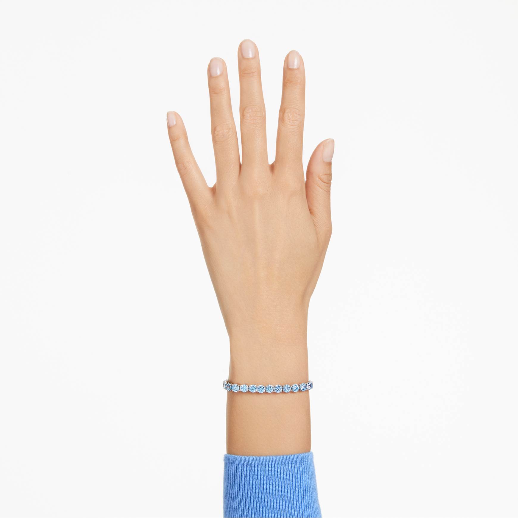 Matrix Tennis bracelet, Round cut, Blue, Rhodium plated - Swarovski, 5648927