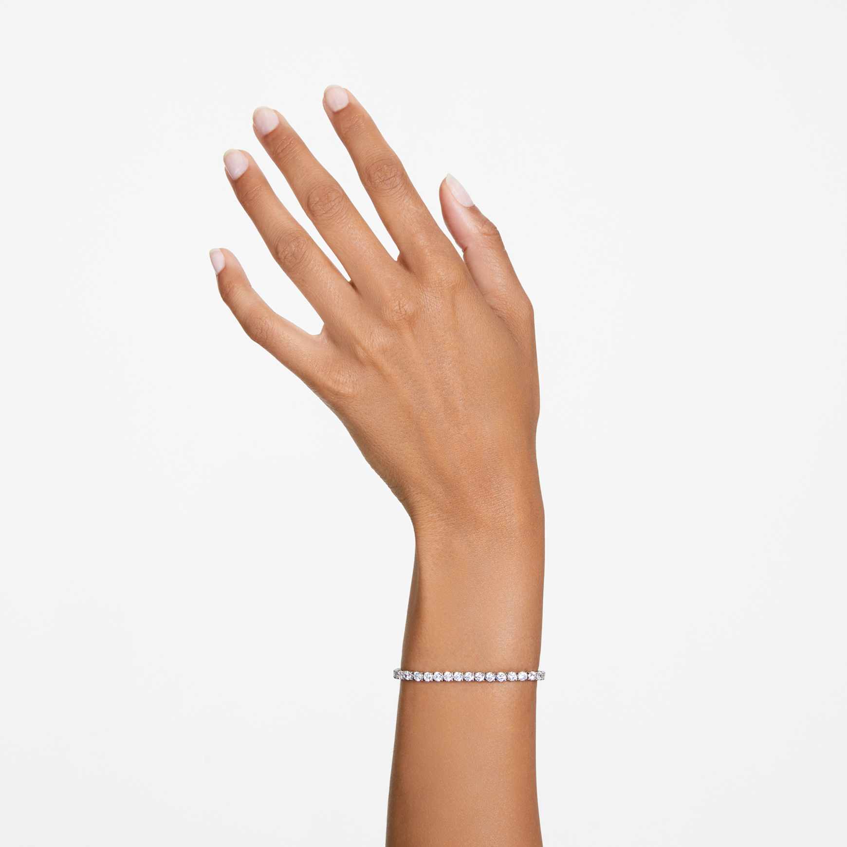 Bransoletka Matrix Tennis, Szlif okrągły, Biała, Powłoka z rodu - Swarovski, 5648936