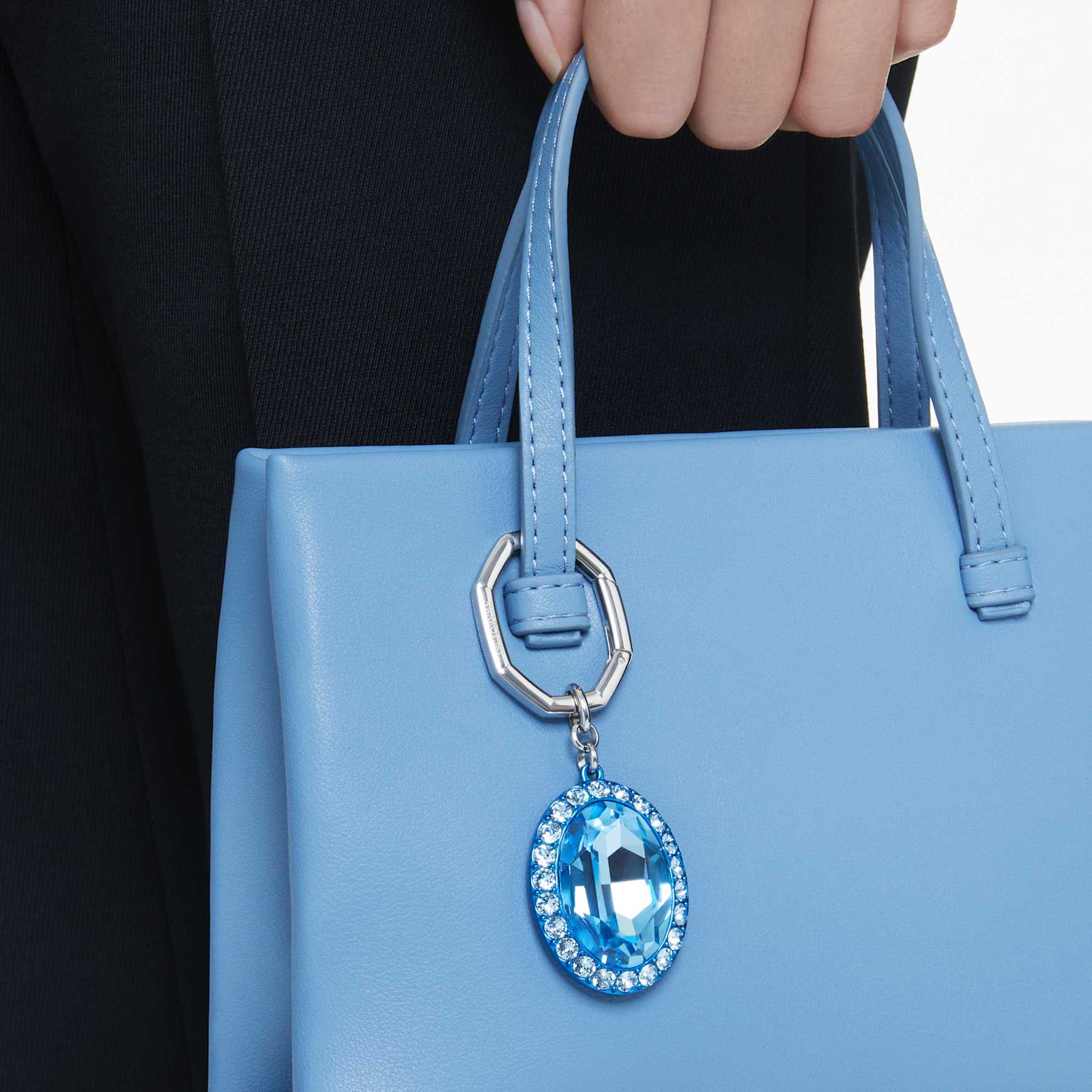 Key ring, Oval cut, Blue, Mixed metal finish by SWAROVSKI