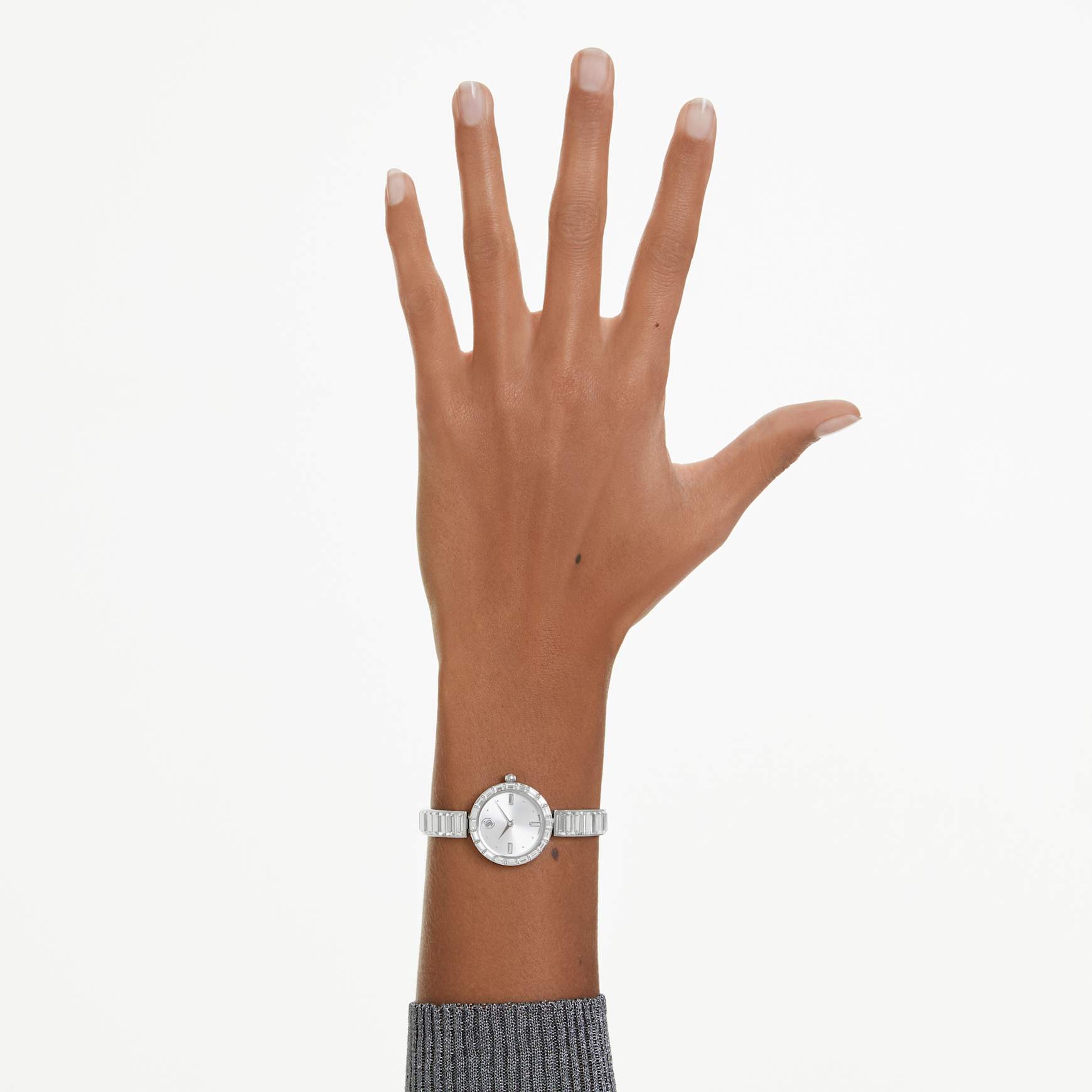 Matrix bangle watch, Swiss Made, Crystal bracelet, White, Stainless steel by SWAROVSKI