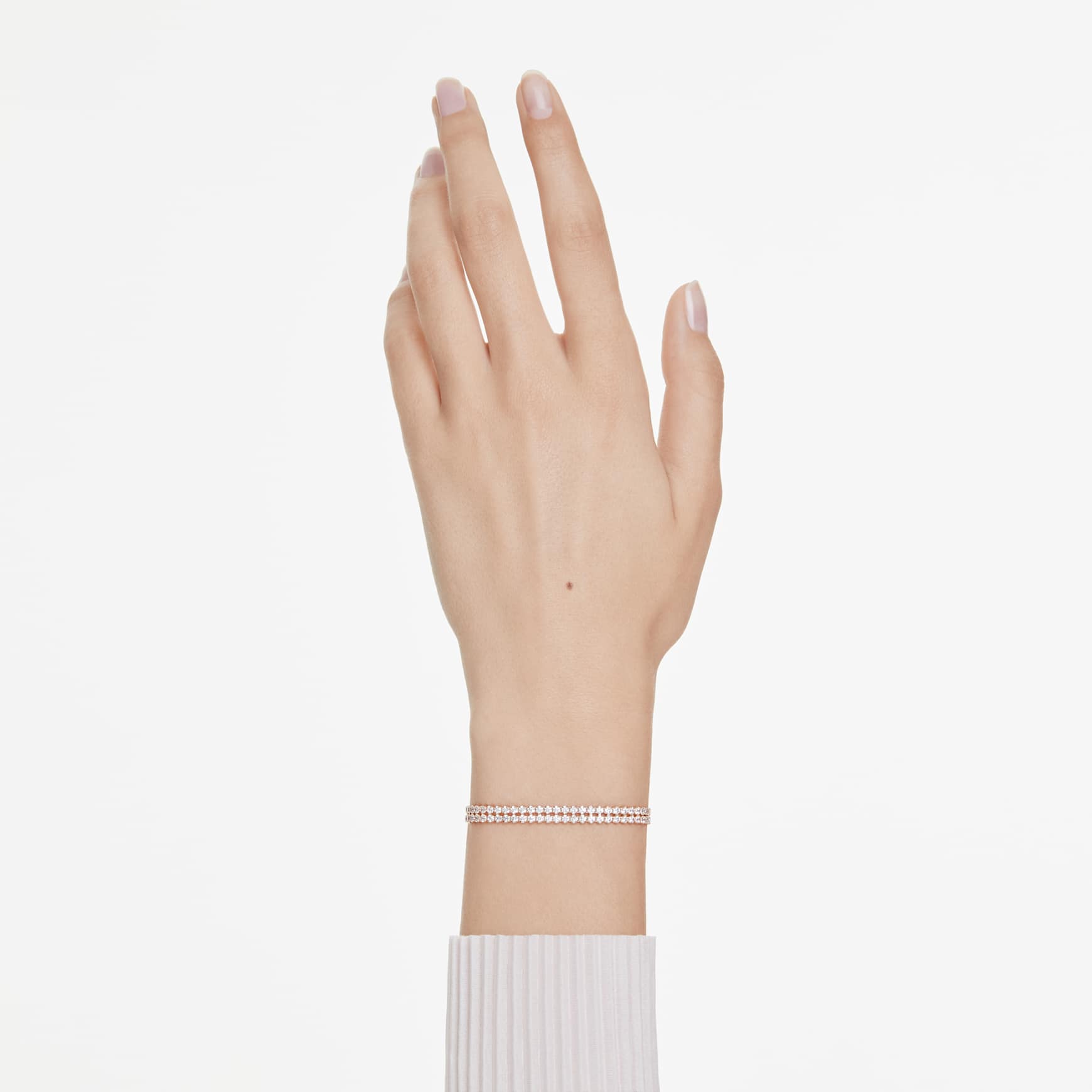 Matrix Tennis bracelet, Round cut, White, 18K rose gold finish